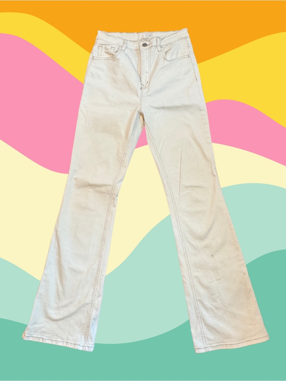 Current/Elliott Cream Flare Jeans